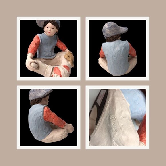 Austin Sneaker Kids Baseball Boy Daze Mortensen 1986 Signed Chalkware Figurine